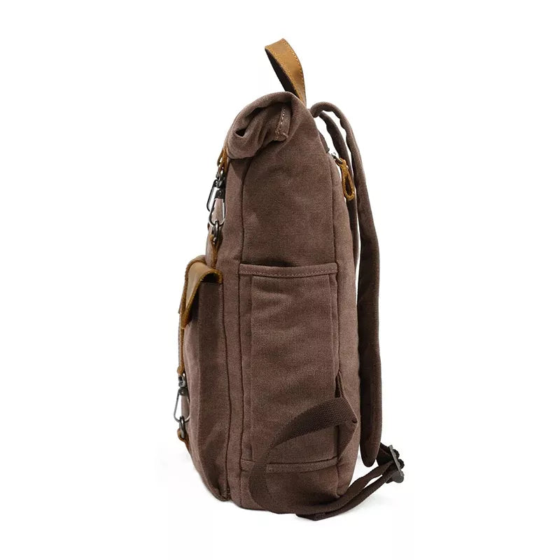 Mochila Para Notebook 15.6 Polegadas Em Lona E Couro Canastra - Machimelo