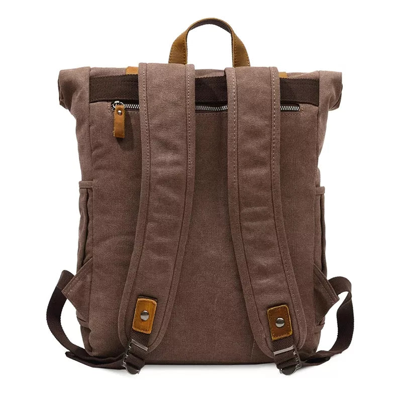 Mochila Para Notebook 15.6 Polegadas Em Lona E Couro Canastra - Machimelo