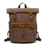 Mochila Para Notebook 15.6 Polegadas Em Lona E Couro Canastra Marrom - Machimelo
