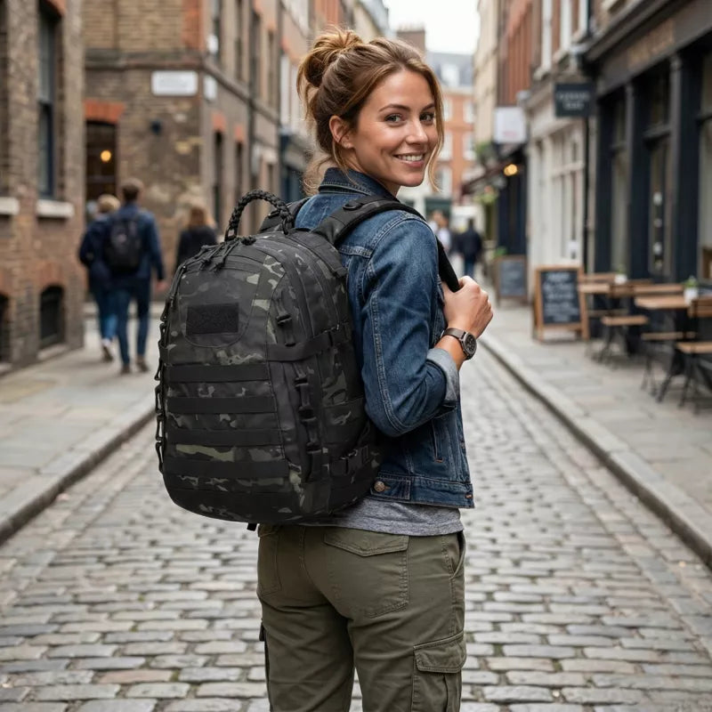 Mochila Tática Bravo 35 Litros Preta Camuflada - Machimelo