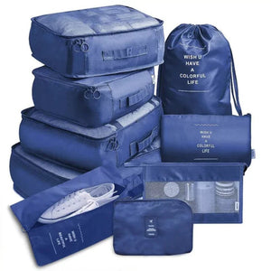Organizador De Mala De Viagem TravelEase 9 Peças Azul Marinho - Machimelo