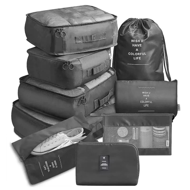 Organizador De Mala De Viagem TravelEase 9 Peças Preto - Machimelo