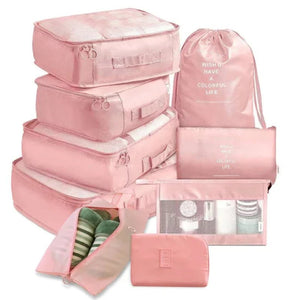 Organizador De Mala De Viagem TravelEase 9 Peças Rosa - Machimelo