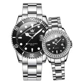 Relógio de Pulso Casal Prata Preto