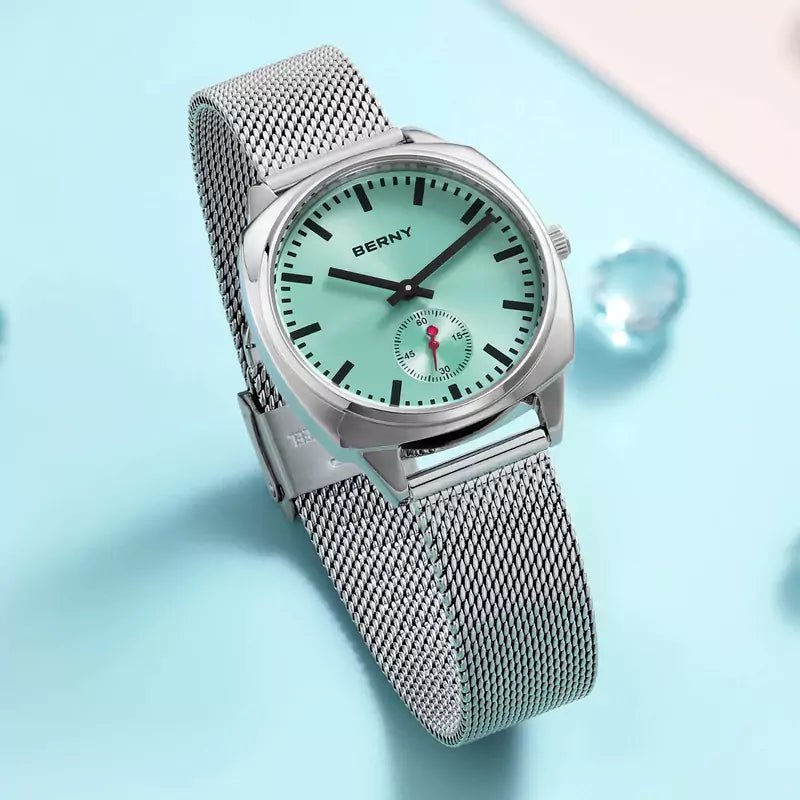 Relógio Feminino Prata Aurora Azul mostrador