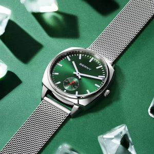 Relógio Feminino Prata Aurora Verde mostrador