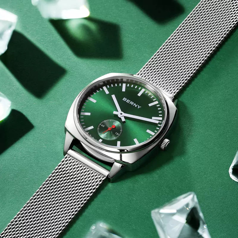 Relógio Feminino Prata Aurora Verde mostrador