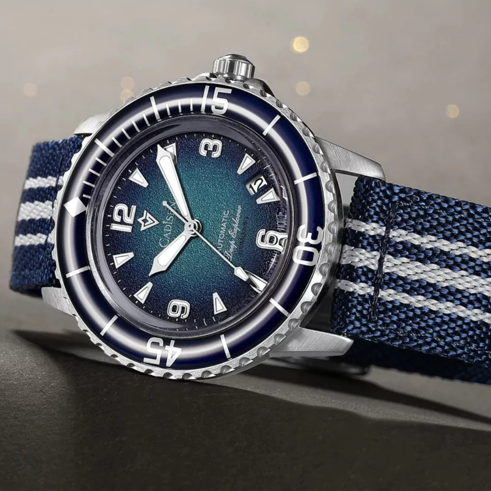 Relógio Masculino Mecânico Automático Cadisen Explorer Azul