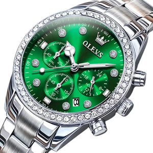 Relógio Feminino Olevs Quartzo Cronógrafo Verde