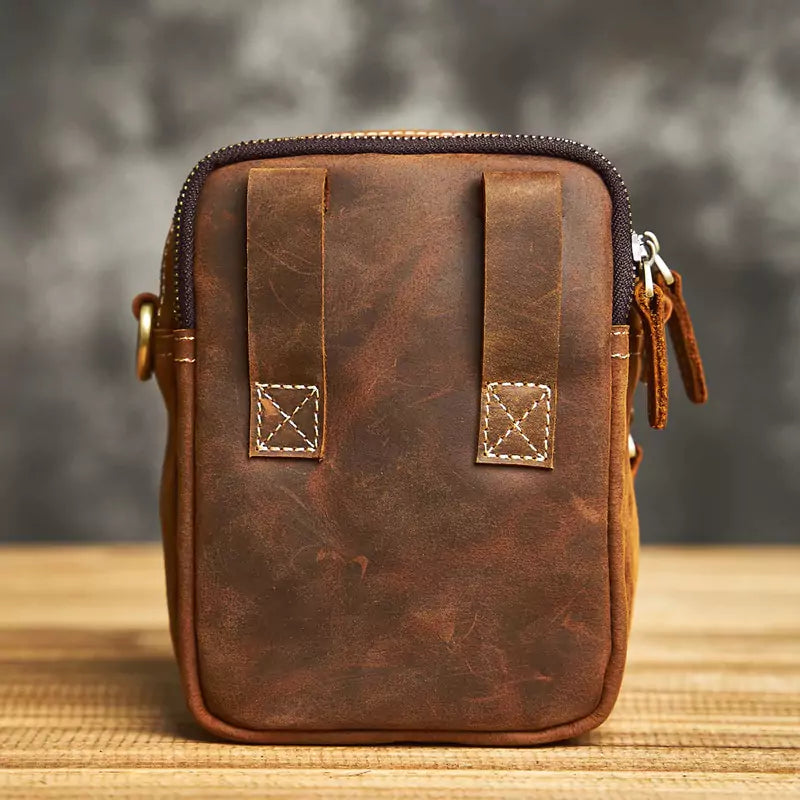 Shoulder Bag Couro Legítimo Artesanal Aurum Marrom - Machimelo