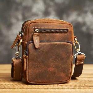 Shoulder Bag Couro Legítimo Artesanal Aurum Marrom - Machimelo