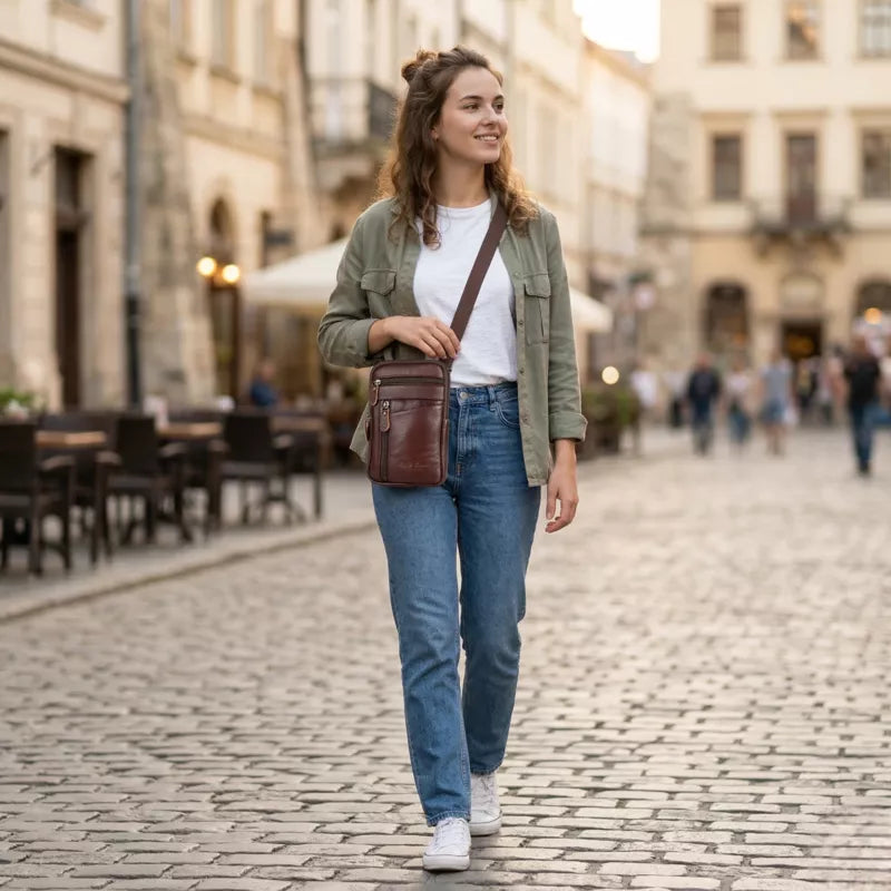 Bolsa De Ombro Couro Legítimo Denver Machimelo Mulher Usando