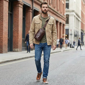 Shoulder Bag Masculina De Ombro Em Couro Dallas Machimelo comprar online