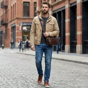 Shoulder Bag Masculina De Ombro Em Couro Dallas Machimelo comprar online