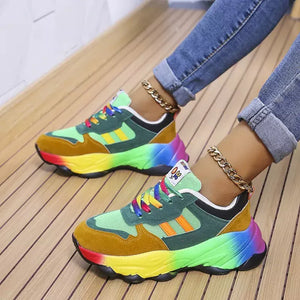 Tênis Colorido Feminino Confort Rainbow Verde - Machimelo