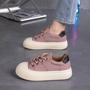 Tênis Feminino De Couro Plataforma - Machimelo