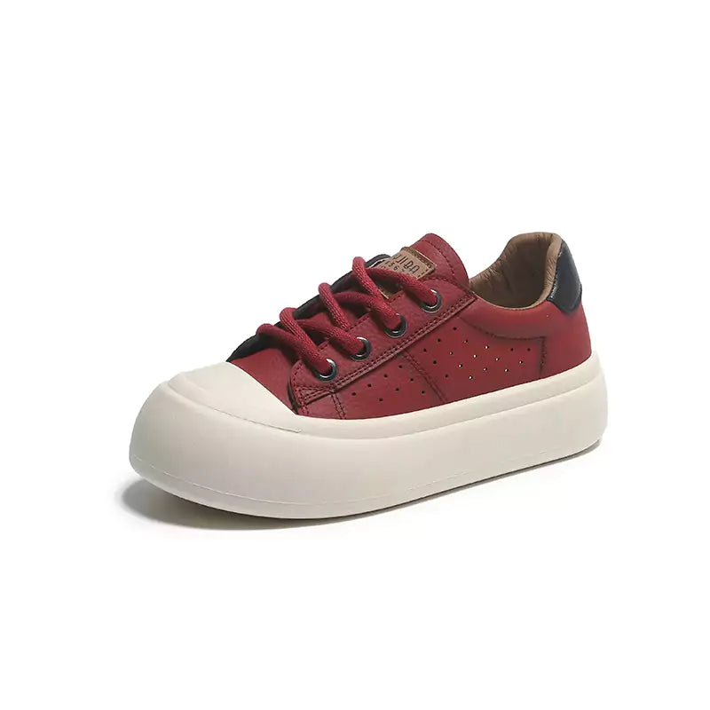 Tênis Feminino De Couro Plataforma Vinho - Machimelo