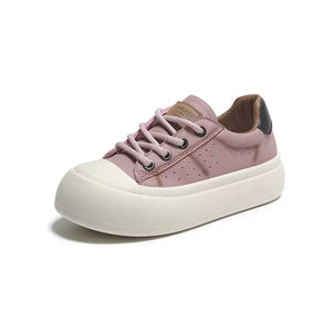 Tênis Feminino De Couro Plataforma Lílas - Machimelo