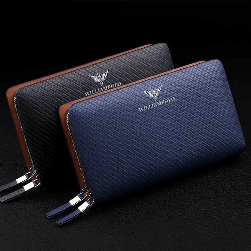 Carteira Em Couro Legítimo William Polo Com Zíper Long
