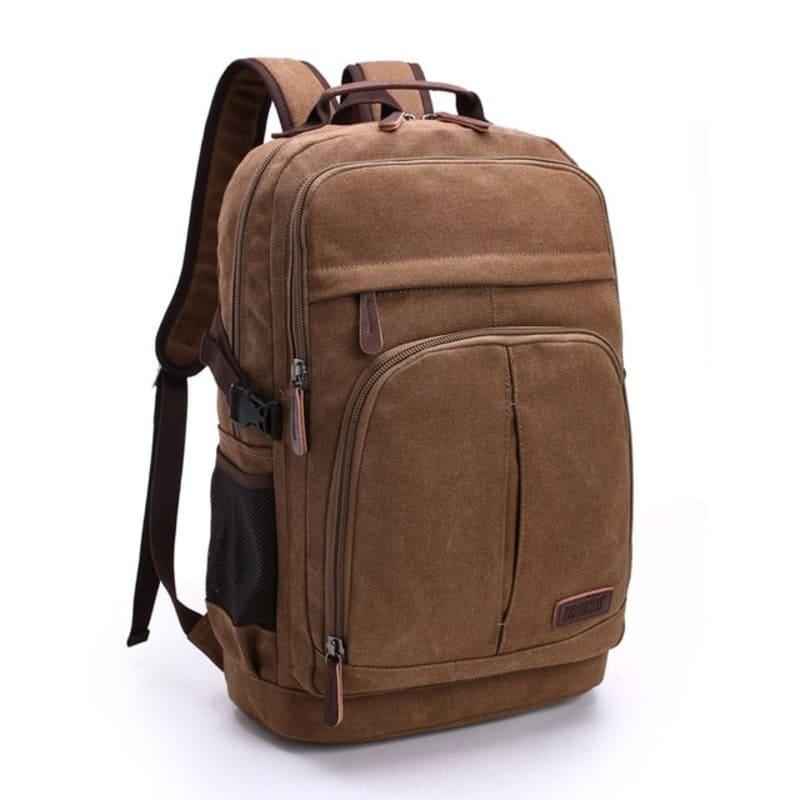Mochila De Lona Masculina Para Notebook Multifuncional Marrom - Machimelo